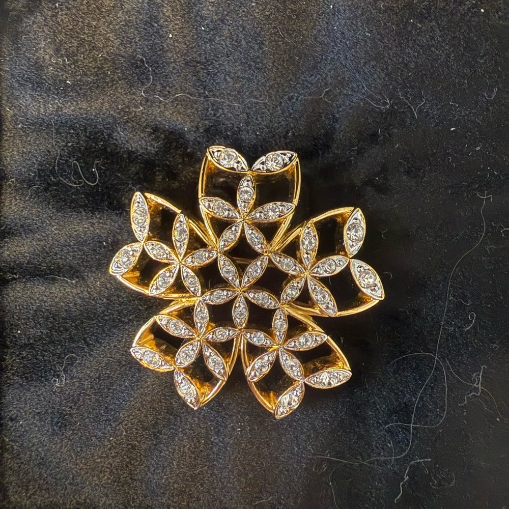Swarovski Gold and Silver Starburst Brooch